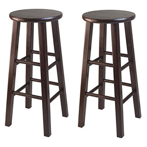 Winsome 29-Inch Square Leg Bar Stool, Set of 2 in Black Finish