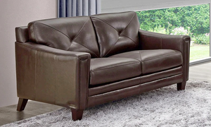 Abbyson Living Atmore Leather Loveseat, Brown