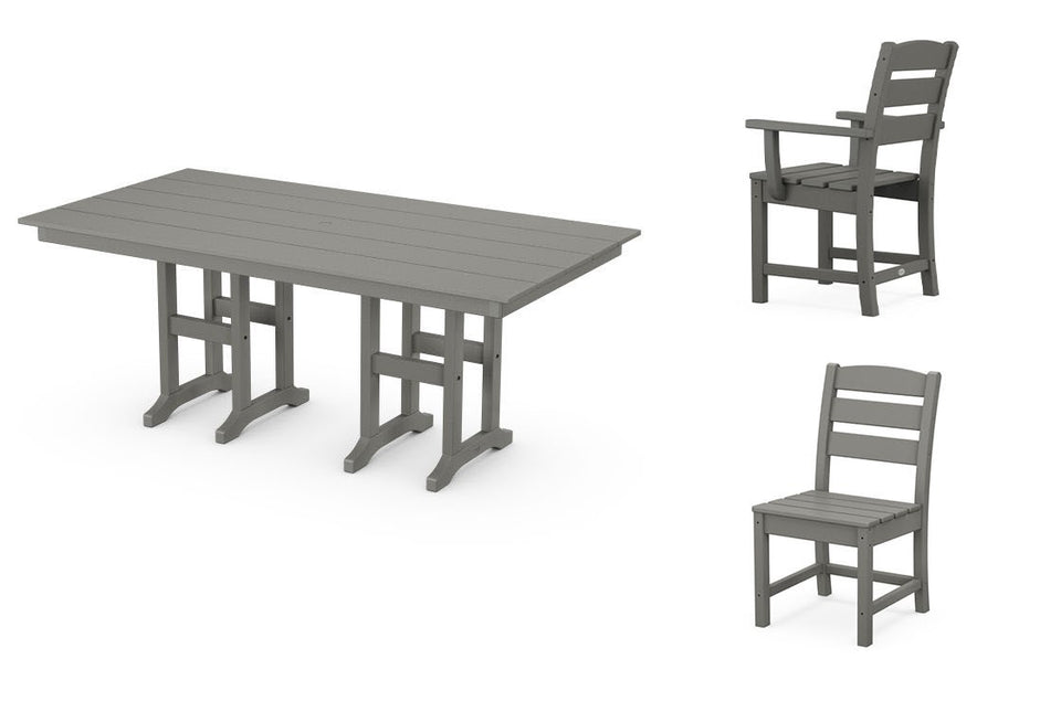 Polywood Farmhouse Dining Table, 4 Side Chairs and 1 Arm Chair - SLATE GREY