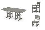 Polywood Farmhouse Dining Table, 4 Side Chairs and 1 Arm Chair - SLATE GREY