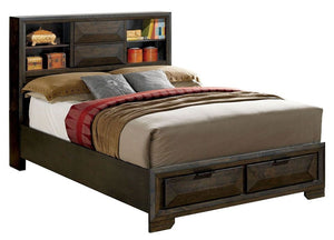 Queen Bookcase Storage Bed -Furniture of America Nikomedes in Gray
