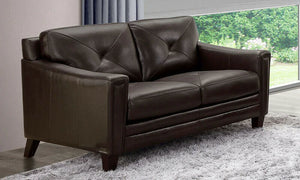 Abbyson Atmore Leather Loveseat, Brown
