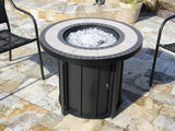 Hiland AFP-TTR Tile top 40,000 BTU Propane Fire Pit, Round - Black