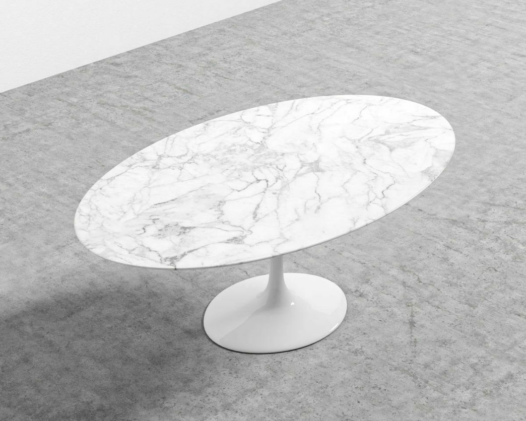 Rove Concepts Tulip Table Oval Black and White Carrara Marble 61