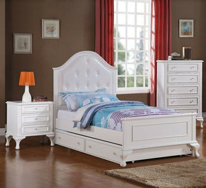 Jesse Youth Panel Bedroom Set (FULL BED, CHEST, NIGHTSTAND & TRUNDLE) WHITE