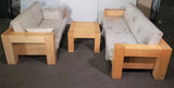 Heavy Block Oak Sofa, Loveseat, Table Set