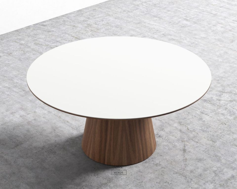 Rove Concepts Winston Dining Table - 63" White Lacquer Top Walnut Finish - TABLE TOP ONLY